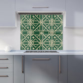 Green Lattice Design Kitchen Splashback