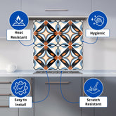 Brown And Blue Geometric Pattern Kitchen Splashback