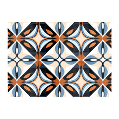 Brown And Blue Geometric Pattern Glass Chopping Board