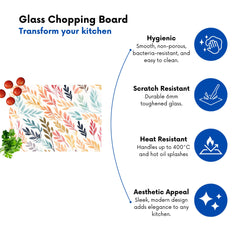 Colouful Sping Leaves Glass Chopping Board