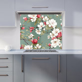 Pink And White Blossom Kitchen Splashback