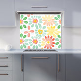 Green and Yellow Flowers Kitchen Splashback