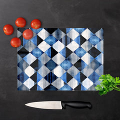 Square Checkered Pattern Glass Chopping Board