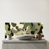 Camouflage Design Glass Bathroom Splashback