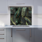Green and Gold Leaves Kitchen Splashback