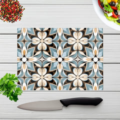 Beige And Brown Abstract Pattern Glass Chopping Board