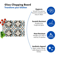 Beige And Brown Abstract Pattern Glass Chopping Board