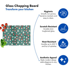 Hand Drawn Joyful Santa Hats Glass Chopping Board