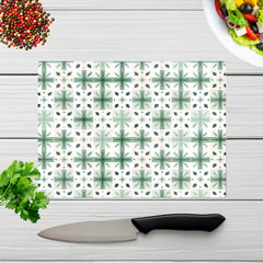 Christmas Quilting Squares Geometric Glass Chopping Board