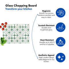 Christmas Quilting Squares Geometric Glass Chopping Board