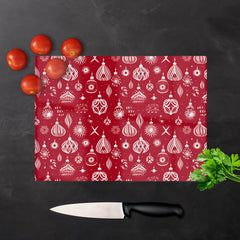 Red Christmas Decorations Pattern Glass Chopping Board