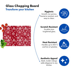 Red Christmas Decorations Pattern Glass Chopping Board