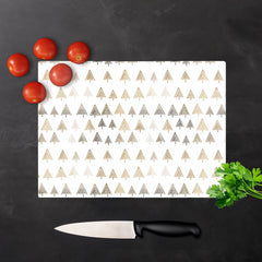 Geometric Christmas Tree Pattern Glass Chopping Board