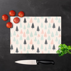 Christmas Tree Silhouette Pattern Glass Chopping Board
