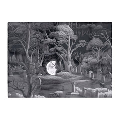 Eerie Moonlit Cemetery Glass Chopping Board