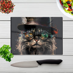 Maine Coon Cat With Glasses Splashart Chopping Board