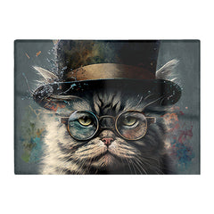 Selkirk Rex Cat With Glasses Splashart Chopping Board