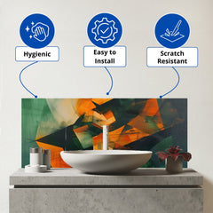 Sharp Triangles Glass Bathroom Splashback