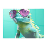 Happy Splashart Iguana Wearing Glasses Chopping Board