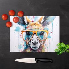 Splashart Kangaroo In Glasses Chopping Board