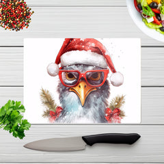 Splashart Turkey In A Santa Hat Chopping Board