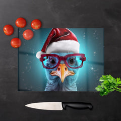Turkey Wearing A Santa Hat Chopping Board