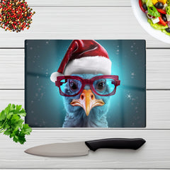 Turkey Wearing A Santa Hat Chopping Board