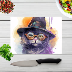 Splashart Cat In A Witches Hat Chopping Board