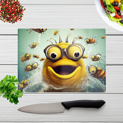 Happy Worm And Bees Splashart Chopping Board