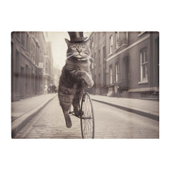 Victorian Cat Riding A Bike Chopping Board