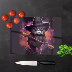 Cat And A Broom Chopping Board