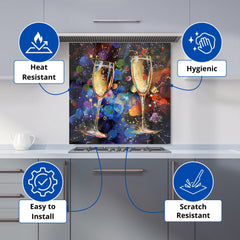 Splashart Champagne Flutes Kitchen Splashback