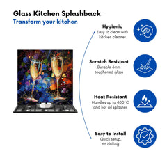 Splashart Champagne Flutes Kitchen Splashback