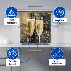 Splashart Bubbly Champagne Flues Kitchen Splashback