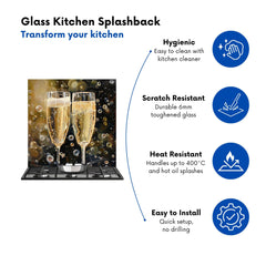 Splashart Bubbly Champagne Flues Kitchen Splashback