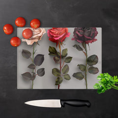 3 Red And Pink Roses Chopping Board