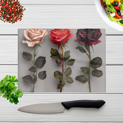 3 Red And Pink Roses Chopping Board