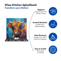 Splashart Highland Cow Kitchen Splashback