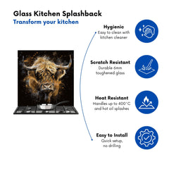 Bronze Splashart Highland Cow Kitchen Splashback