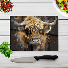 Bronze Splashart Highland Cow Chopping Board