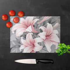 Pink Lilies On Grey Chopping Board