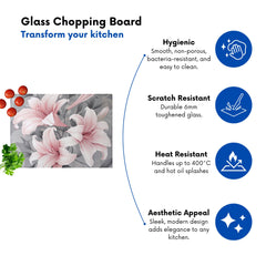 Pink Lilies On Grey Chopping Board