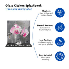 Pink Orchids Splashart Kitchen Splashback