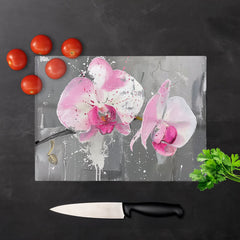 Pink Orchids Splashart Chopping Board