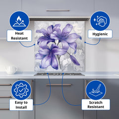 Purple Lilies Kitchen Splashback