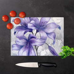 Purple Lilies Chopping Board