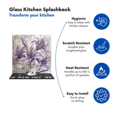 Purple Lilies In Bloom Kitchen Splashback