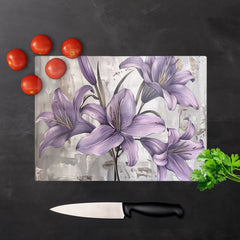 Purple Lilies In Bloom Chopping Board