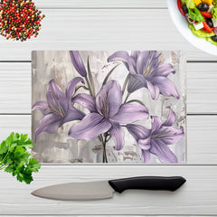 Purple Lilies In Bloom Chopping Board