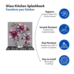 Purple Passion Flowers Kitchen Splashback
